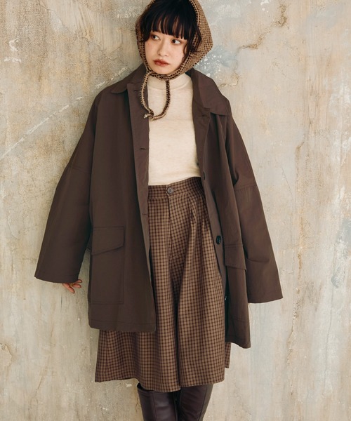Crisp（クリスプ）の「ステンカラーミドルコート（ステンカラーコート・レディース・ブラウン/ブラック・FREE）」の16枚目の写真
