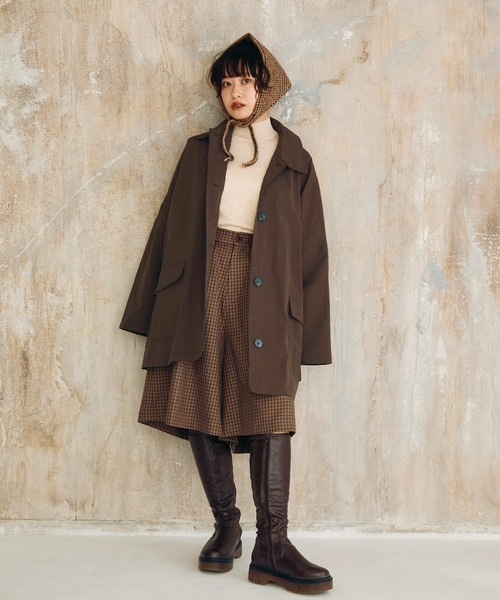 Crisp（クリスプ）の「ステンカラーミドルコート（ステンカラーコート・レディース・ブラウン/ブラック・FREE）」の12枚目の写真