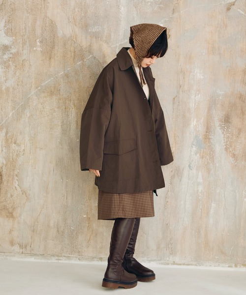 Crisp（クリスプ）の「ステンカラーミドルコート（ステンカラーコート・レディース・ブラウン/ブラック・FREE）」の13枚目の写真
