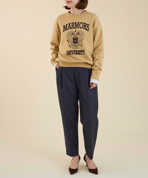 【美品】 MARMORS(マルモア) スウェット プルオーバー ビッグロゴ セール】【marmors】emblem flockey print sweat（スウェット