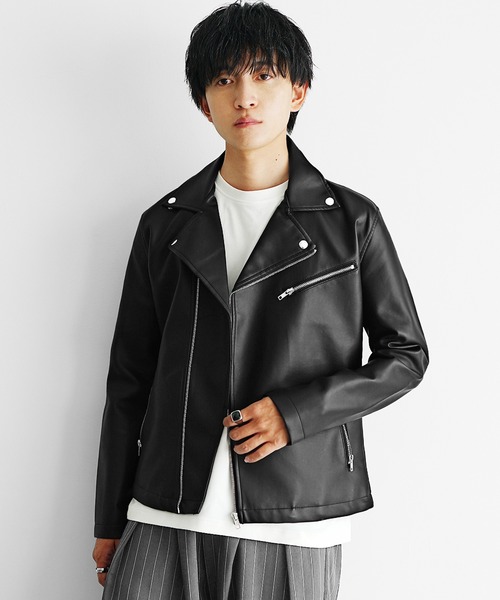 MinoriTY select】PUレザーダブルライダース メンズ（ライダース