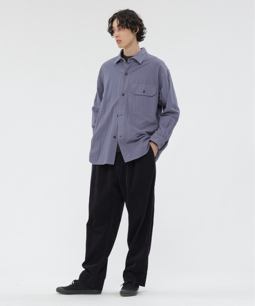 MHL.（エムエイチエル）の「GARMENT DYE PLATED ORGANIC COTTON SHIRT（シャツ/ブラウス・メンズ・ブルー系その他4/ブラック・SMALL/MEDIUM/LARGE）」の8枚目の写真