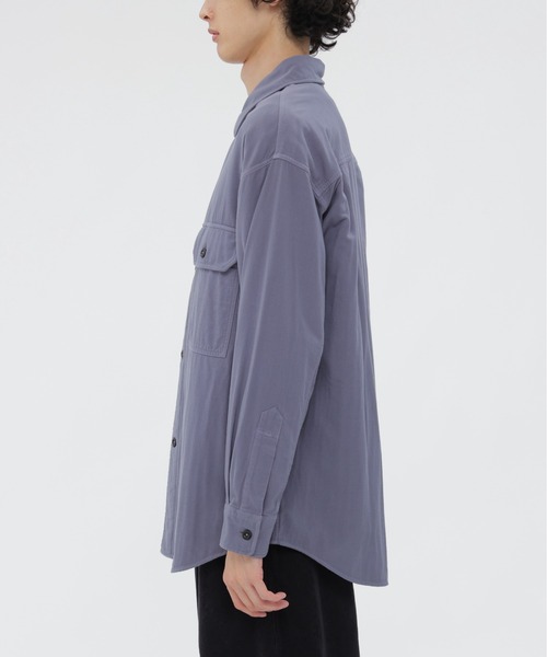 MHL.（エムエイチエル）の「GARMENT DYE PLATED ORGANIC COTTON SHIRT（シャツ/ブラウス・メンズ・ブルー系その他4/ブラック・SMALL/MEDIUM/LARGE）」の9枚目の写真