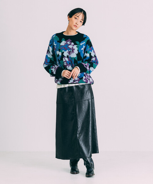 Freada(フリーダ)の「Freada/フリーダ モールヤーン花柄ニット(ニット/セーター・レディース・ブラック/オフホワイト・ONE SIZE)」の20枚目の写真