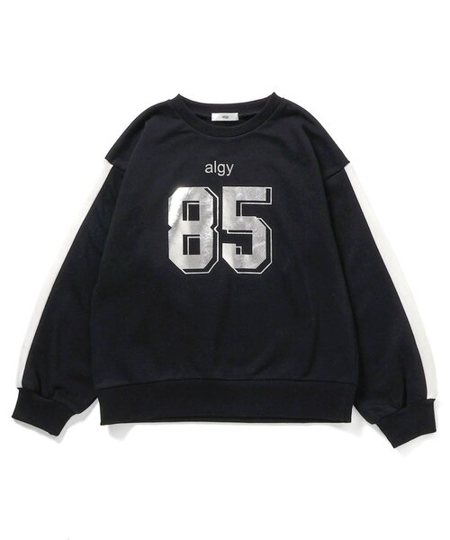 algy（アルジー）の「ナンバリング袖ライントレーナー（スウェット・キッズ・オフホワイト/ラベンダー/ブラック・XX-SMALL/X-SMALL/SMALL/MEDIUM）」の2枚目の写真