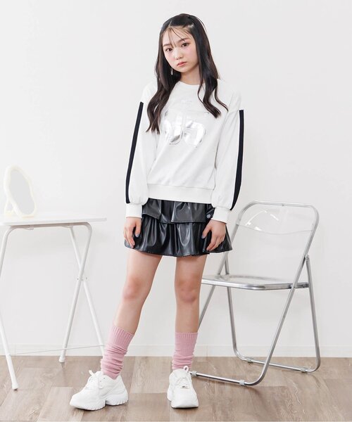 algy（アルジー）の「ナンバリング袖ライントレーナー（スウェット・キッズ・オフホワイト/ラベンダー/ブラック・XX-SMALL/X-SMALL/SMALL/MEDIUM）」の5枚目の写真