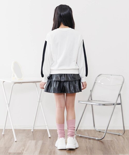 algy（アルジー）の「ナンバリング袖ライントレーナー（スウェット・キッズ・オフホワイト/ラベンダー/ブラック・XX-SMALL/X-SMALL/SMALL/MEDIUM）」の6枚目の写真