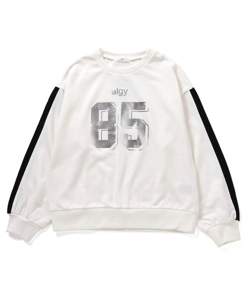 algy（アルジー）の「ナンバリング袖ライントレーナー（スウェット・キッズ・オフホワイト/ラベンダー/ブラック・XX-SMALL/X-SMALL/SMALL/MEDIUM）」の4枚目の写真