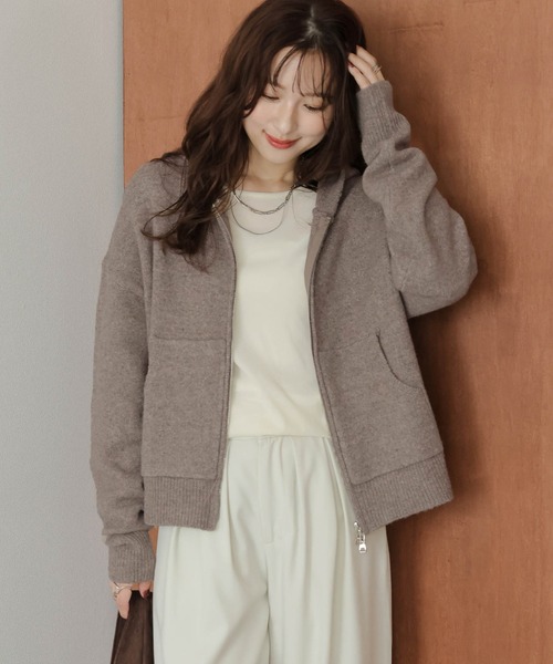 La-gemme（ラジェム）の「Wジップ ニットパーカー（パーカー・レディース・ブラック/ブラウン/グレー/ベージュ・フリー）」の4枚目の写真
