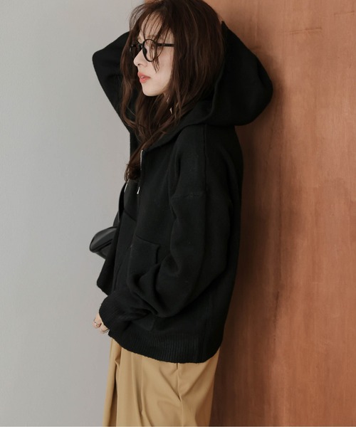 La-gemme（ラジェム）の「Wジップ ニットパーカー（パーカー・レディース・ブラック/ブラウン/グレー/ベージュ・フリー）」の8枚目の写真