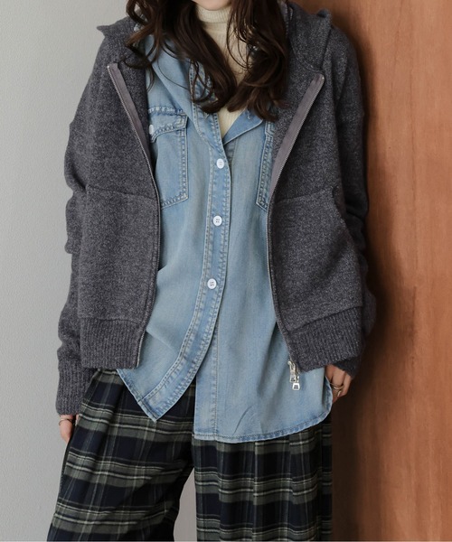 La-gemme（ラジェム）の「Wジップ ニットパーカー（パーカー・レディース・ブラック/ブラウン/グレー/ベージュ・フリー）」の15枚目の写真