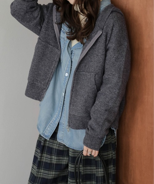 La-gemme（ラジェム）の「Wジップ ニットパーカー（パーカー・レディース・ブラック/ブラウン/グレー/ベージュ・フリー）」の16枚目の写真