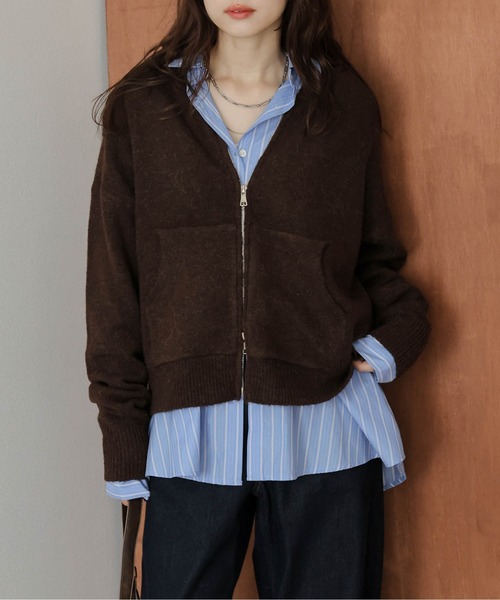 La-gemme（ラジェム）の「Wジップ ニットパーカー（パーカー・レディース・ブラック/ブラウン/グレー/ベージュ・フリー）」の19枚目の写真