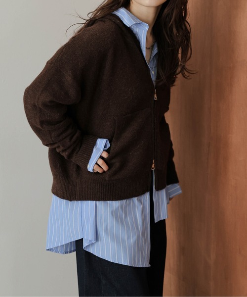 La-gemme（ラジェム）の「Wジップ ニットパーカー（パーカー・レディース・ブラック/ブラウン/グレー/ベージュ・フリー）」の22枚目の写真