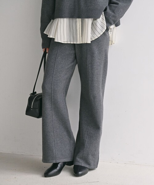 green label relaxing（グリーンレーベルリラクシング）の「【WEB限定】＜at ease＞ニット パンツ ウォッシャブル（その他パンツ・レディース・ブラック/ダークグレー・36/38）」の2枚目の写真