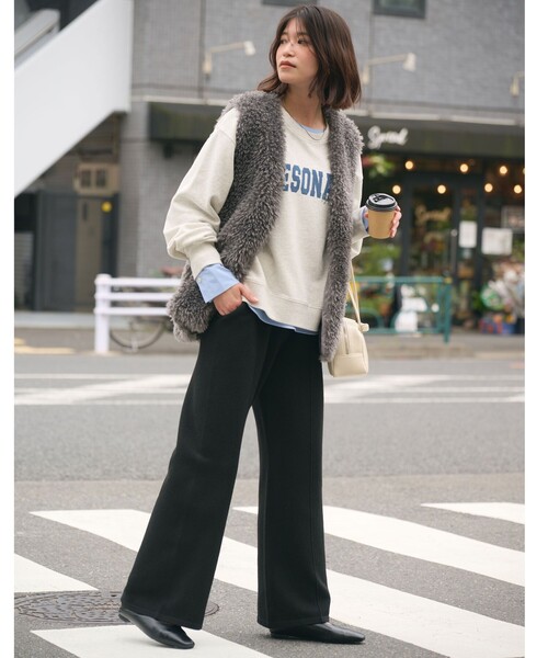 green label relaxing（グリーンレーベルリラクシング）の「【WEB限定】＜at ease＞ニット パンツ ウォッシャブル（その他パンツ・レディース・ブラック/ダークグレー・36/38）」の15枚目の写真