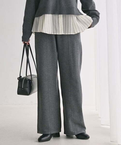 green label relaxing（グリーンレーベルリラクシング）の「【WEB限定】＜at ease＞ニット パンツ ウォッシャブル（その他パンツ・レディース・ブラック/ダークグレー・36/38）」の12枚目の写真