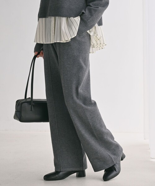 green label relaxing（グリーンレーベルリラクシング）の「【WEB限定】＜at ease＞ニット パンツ ウォッシャブル（その他パンツ・レディース・ブラック/ダークグレー・36/38）」の11枚目の写真