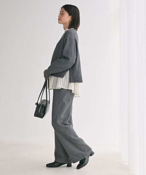 green label relaxing（グリーンレーベルリラクシング）の「【WEB限定】＜at ease＞ニット パンツ ウォッシャブル（その他パンツ・レディース・ブラック/ダークグレー・36/38）」の9枚目の写真