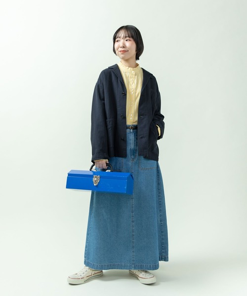 PAR ICI（パーリッシィ）の「綿麻ギャバ ワークジャケット(セットアップ対応)（テーラードジャケット・レディース・ネイビー/ベージュ・FREE）」の9枚目の写真