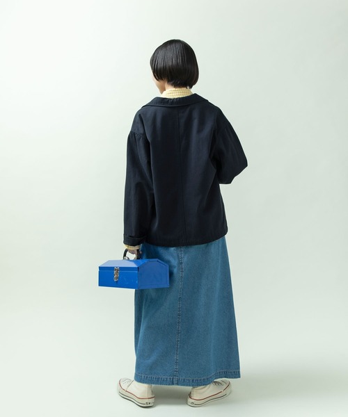 PAR ICI（パーリッシィ）の「綿麻ギャバ ワークジャケット(セットアップ対応)（テーラードジャケット・レディース・ネイビー/ベージュ・FREE）」の3枚目の写真