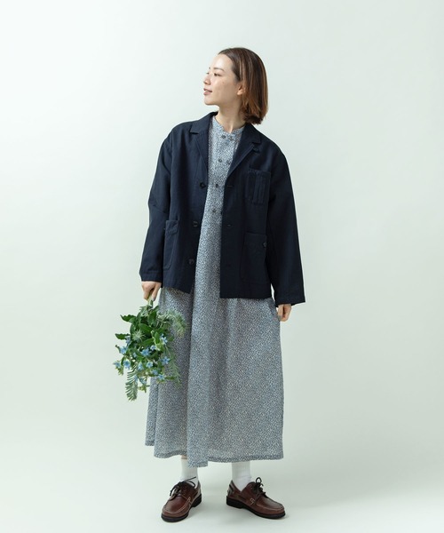 PAR ICI（パーリッシィ）の「綿麻ギャバ ワークジャケット(セットアップ対応)（テーラードジャケット・レディース・ネイビー/ベージュ・FREE）」の19枚目の写真