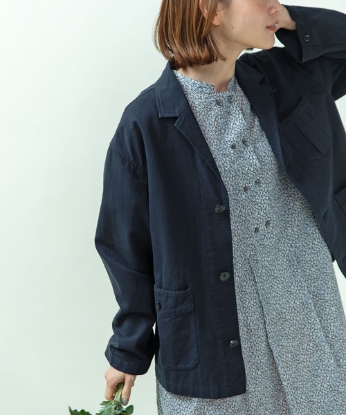 PAR ICI（パーリッシィ）の「綿麻ギャバ ワークジャケット(セットアップ対応)（テーラードジャケット・レディース・ネイビー/ベージュ・FREE）」の17枚目の写真