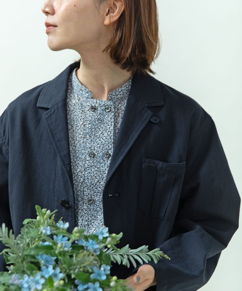 PAR ICI（パーリッシィ）の「綿麻ギャバ ワークジャケット(セットアップ対応)（テーラードジャケット・レディース・ネイビー/ベージュ・FREE）」の18枚目の写真