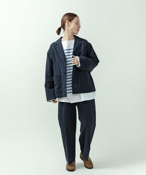 PAR ICI（パーリッシィ）の「綿麻ギャバ ワークジャケット(セットアップ対応)（テーラードジャケット・レディース・ネイビー/ベージュ・FREE）」の16枚目の写真