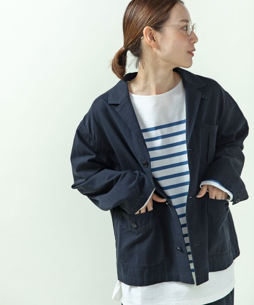 PAR ICI（パーリッシィ）の「綿麻ギャバ ワークジャケット(セットアップ対応)（テーラードジャケット・レディース・ネイビー/ベージュ・FREE）」の13枚目の写真
