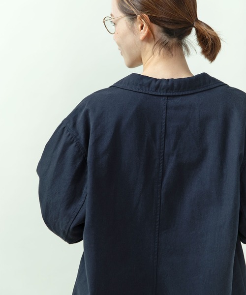 PAR ICI（パーリッシィ）の「綿麻ギャバ ワークジャケット(セットアップ対応)（テーラードジャケット・レディース・ネイビー/ベージュ・FREE）」の14枚目の写真