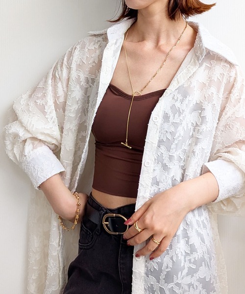 styiro（スタイロ）の「カップ付きキャミブラトップ（キャミソール・レディース・ブラック/ブラウン・FREE）」の5枚目の写真