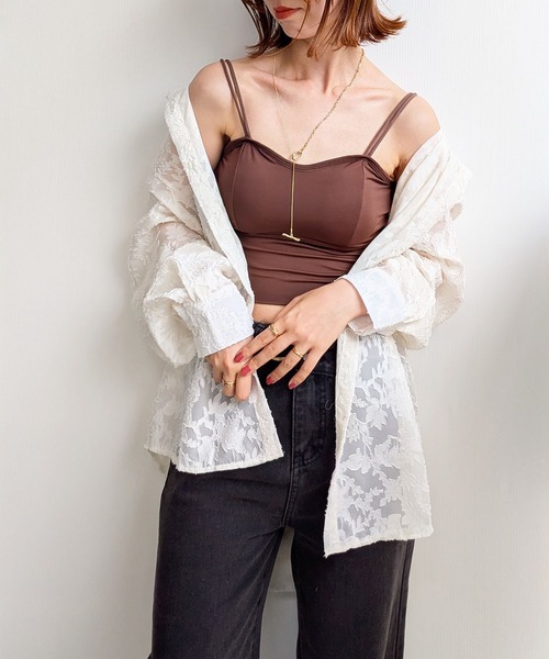 styiro（スタイロ）の「カップ付きキャミブラトップ（キャミソール・レディース・ブラック/ブラウン・FREE）」の14枚目の写真