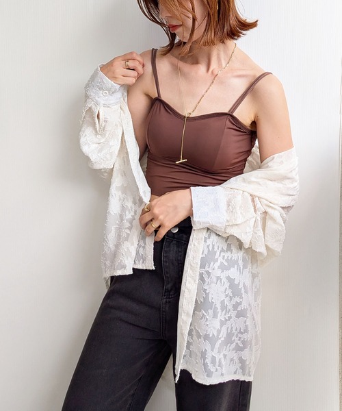 styiro（スタイロ）の「カップ付きキャミブラトップ（キャミソール・レディース・ブラック/ブラウン・FREE）」の15枚目の写真