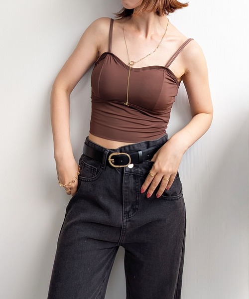 styiro（スタイロ）の「カップ付きキャミブラトップ（キャミソール・レディース・ブラック/ブラウン・FREE）」の18枚目の写真