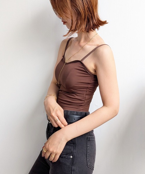 styiro（スタイロ）の「カップ付きキャミブラトップ（キャミソール・レディース・ブラック/ブラウン・FREE）」の20枚目の写真