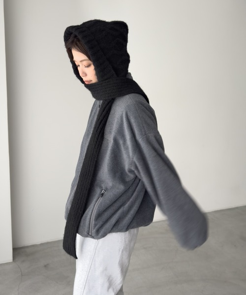 CANAL JEAN（キャナルジーン）の「El mar　ケーブルフーディーマフラー（マフラー・レディース・ブラック/ライトベージュ・ONE SIZE）」の3枚目の写真