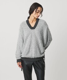 ＜AEWEN MATOPH＞ハートスパンコール シャーリングVネックニット