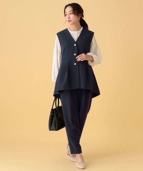 Elura（エルーラ）の「≪入卒/セレモニー/通勤≫ダブルクロスジレ/603863（ベスト・レディース・ブラック/アイボリー/ネイビー・FREE）」の13枚目の写真