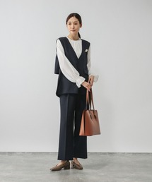 GLOBAL WORK | ストレッチベスト＊ブラウス＊パンツセット/581026(セットアップ)