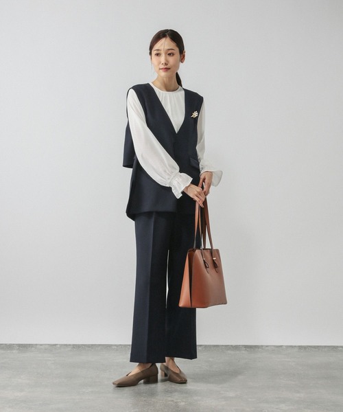 GLOBAL WORK（グローバルワーク）の「ストレッチベスト＊ブラウス＊パンツセット/581026（セットアップ・レディース・ブラック/グレー系その他6/ネイビー・SMALL/MEDIUM/LARGE）」の3枚目の写真