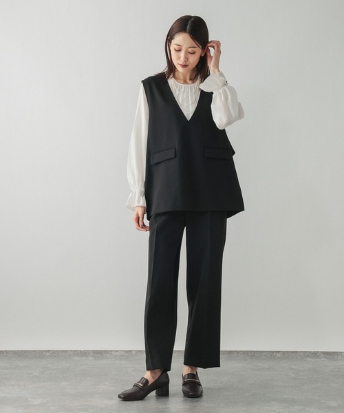 GLOBAL WORK（グローバルワーク）の「ストレッチベスト＊ブラウス＊パンツセット/581026（セットアップ・レディース・ブラック/グレー系その他6/ネイビー・SMALL/MEDIUM/LARGE）」の10枚目の写真