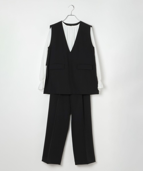 GLOBAL WORK（グローバルワーク）の「ストレッチベスト＊ブラウス＊パンツセット/581026（セットアップ・レディース・ブラック/グレー系その他6/ネイビー・SMALL/MEDIUM/LARGE）」の16枚目の写真