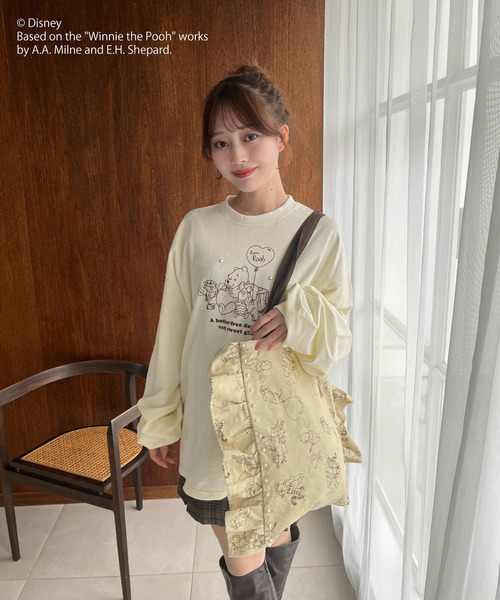 Disney（ディズニー）の「【Disney】くまのプーさん/フリルトートバッグ（トートバッグ・レディース・ベージュ/オフホワイト・FREE）」の4枚目の写真