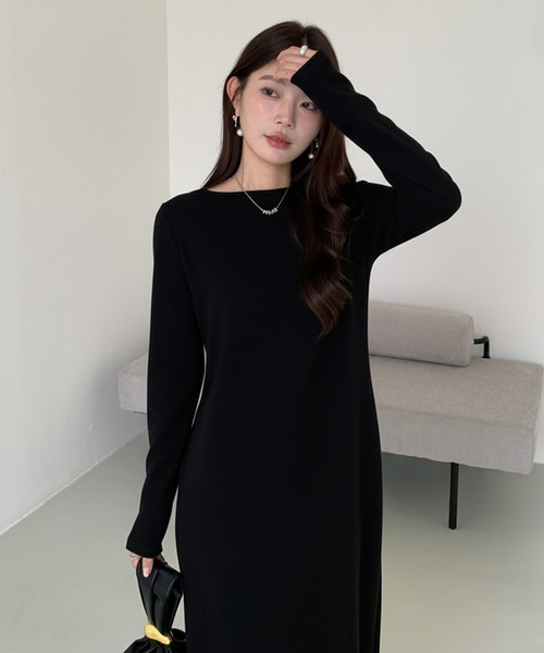 by LEGNA（バイレグナ）の「バックシャン起毛マキシワンピース（ワンピース・レディース・ブラック/ブラウン・M-Short/L-Short/L-Regular/M-Regular/M-Long/L-Long）」の3枚目の写真