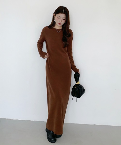 セール】バックシャン起毛マキシワンピース（ワンピース）｜by LEGNA