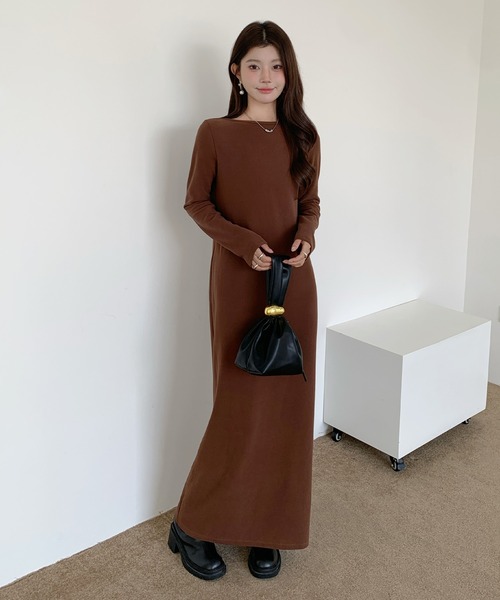 セール】バックシャン起毛マキシワンピース（ワンピース）｜by LEGNA