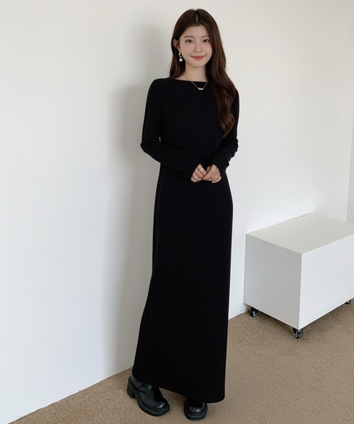 セール】バックシャン起毛マキシワンピース（ワンピース）｜by LEGNA