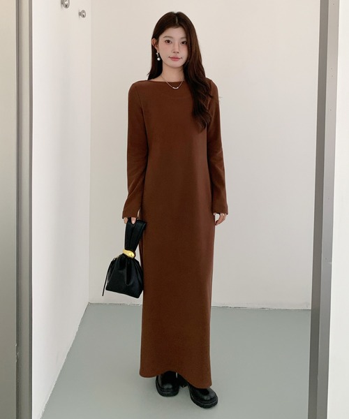 セール】バックシャン起毛マキシワンピース（ワンピース）｜by LEGNA