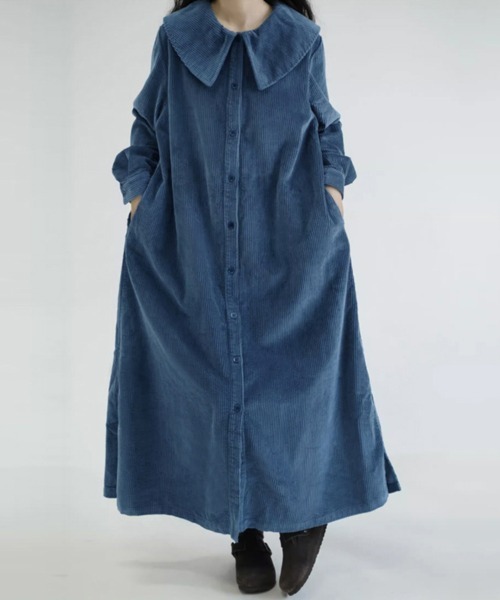 ONEP STAR(ワンピスター)の「コーデュロイロングワンピース(ワンピース・レディース・ブルー・MEDIUM/LARGE/X-LARGE)」の2枚目の写真